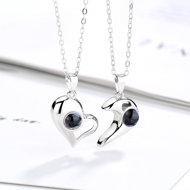 Heart Shaped Couple Stitching Custom Pet Projection Necklace - Package Two - The Pet Pillow