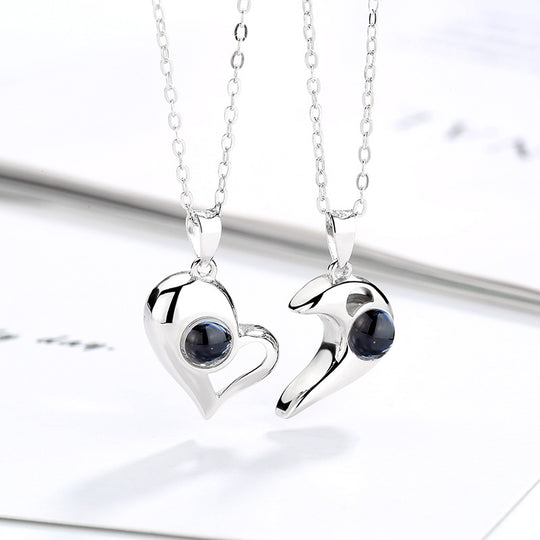 Heart Shaped Couple Stitching Custom Pet Projection Necklace - Package Two - The Pet Pillow