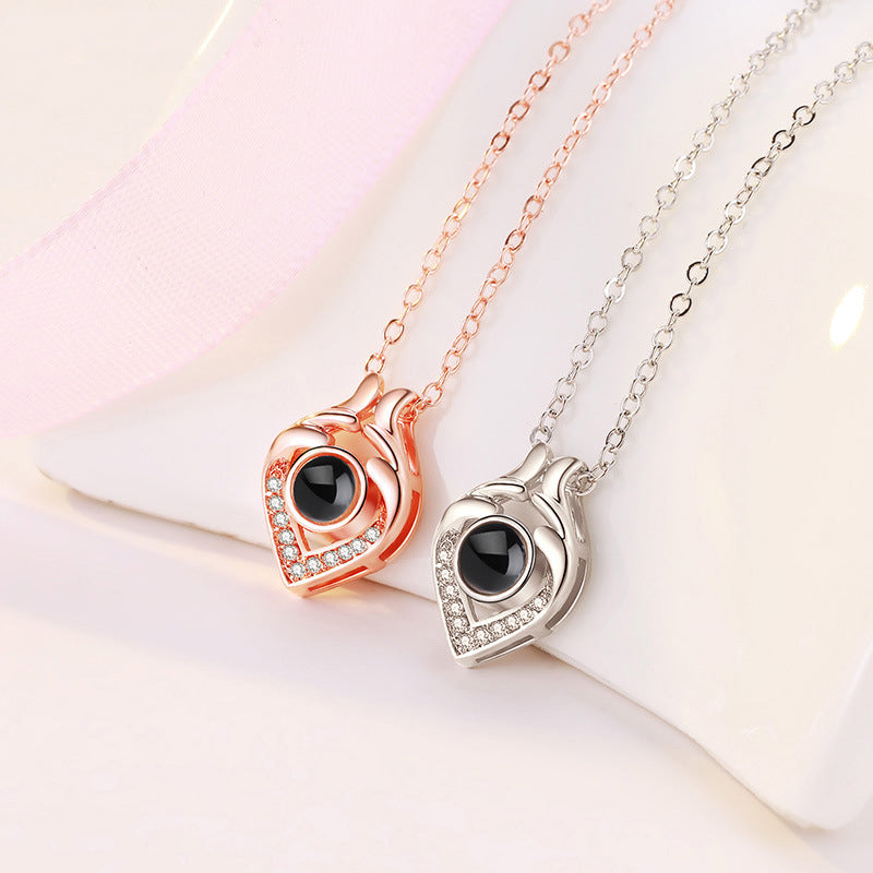 Little Heart Shaped Custom Pet Projection Necklace - The Pet Pillow