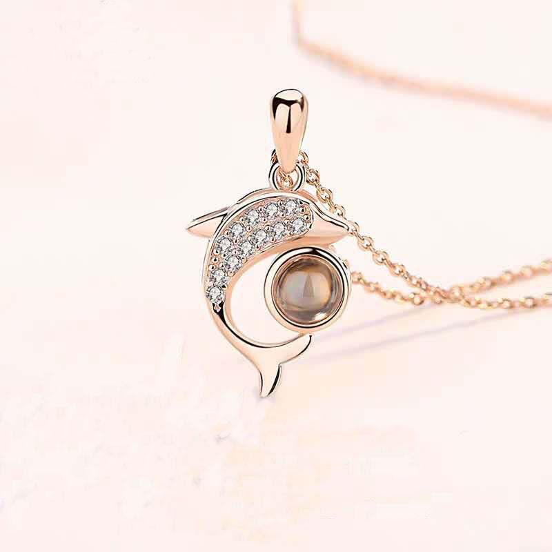 Dolphin Shaped Custom Pet Projection Necklace - The Pet Pillow
