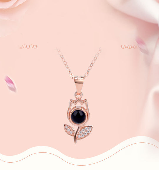 Rose Flower Custom Pet Projection Necklace - The Pet Pillow