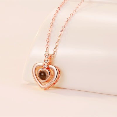 Three Hearts Shaped Custom Pet Projection Necklace - The Pet Pillow