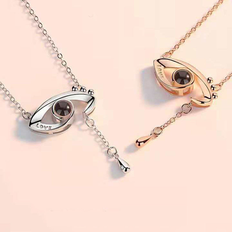 Eye Shaped Custom Pet Projection Necklace - The Pet Pillow