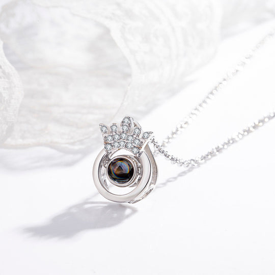 Crown Shaped Custom Pet Projection Necklace - The Pet Pillow