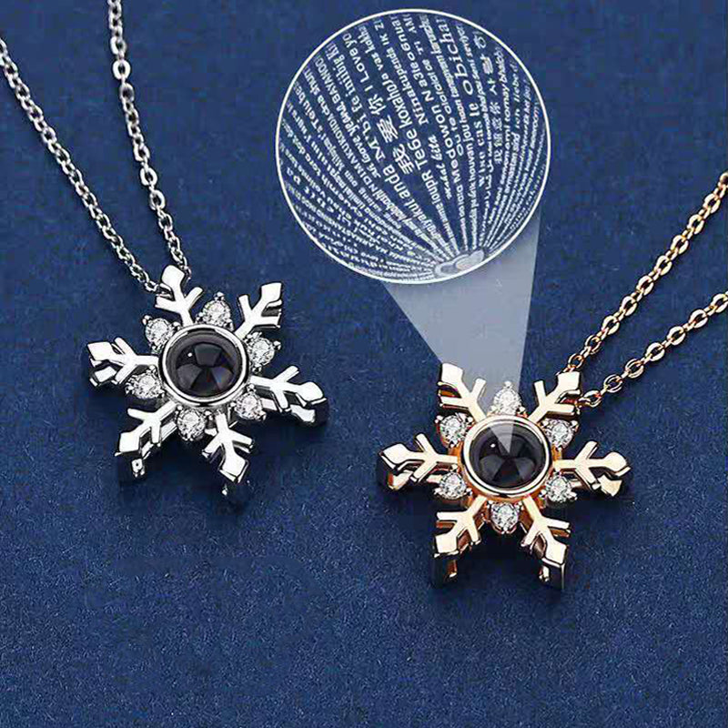 Snowflake Shaped Custom Pet Projection Necklace - The Pet Pillow