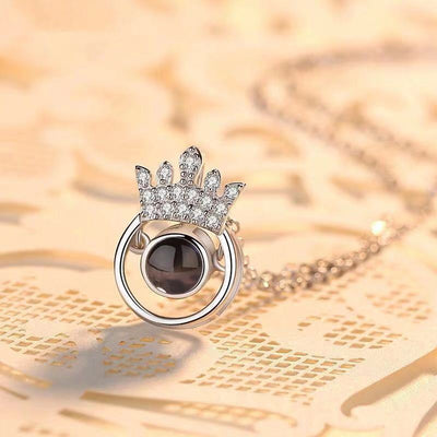 Crown Shaped Custom Pet Projection Necklace - The Pet Pillow