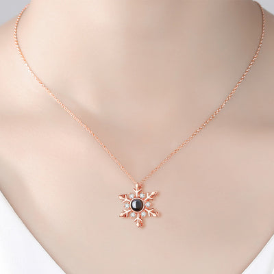 Snowflake Shaped Custom Pet Projection Necklace - The Pet Pillow
