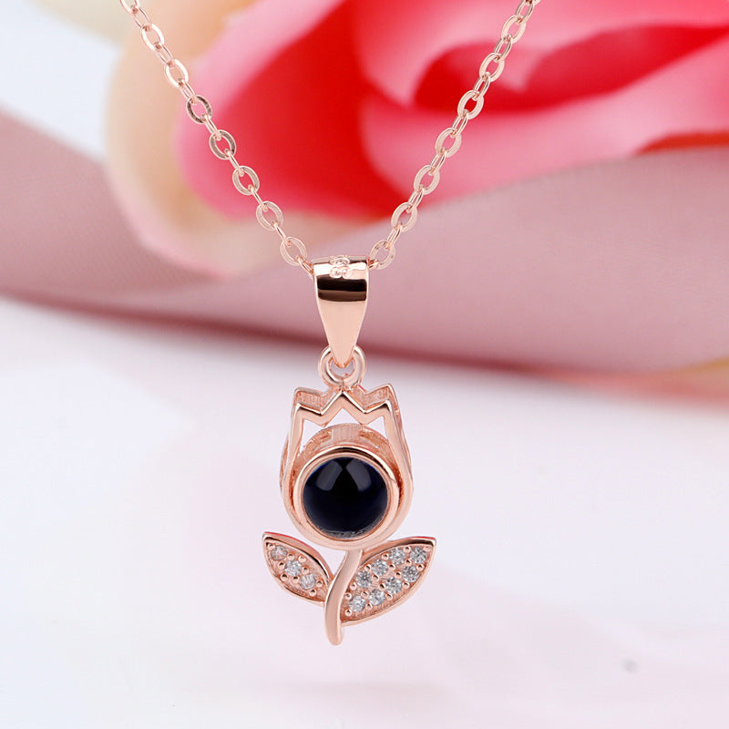 Rose Flower Custom Pet Projection Necklace - The Pet Pillow