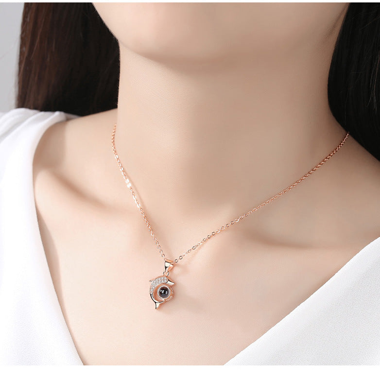 Dolphin Shaped Custom Pet Projection Necklace - The Pet Pillow