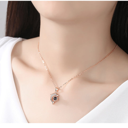 Dolphin Shaped Custom Pet Projection Necklace - The Pet Pillow