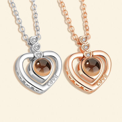 Three Hearts Shaped Custom Pet Projection Necklace - The Pet Pillow