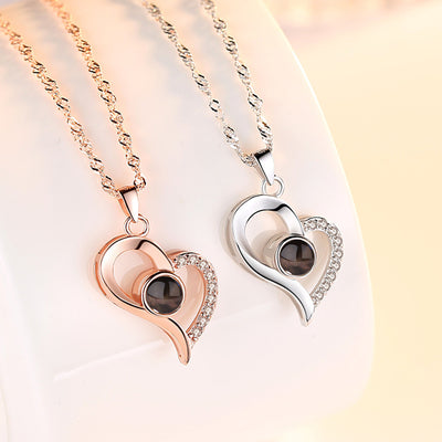 Unique Heart Shaped Custom Pet Projection Necklace - The Pet Pillow