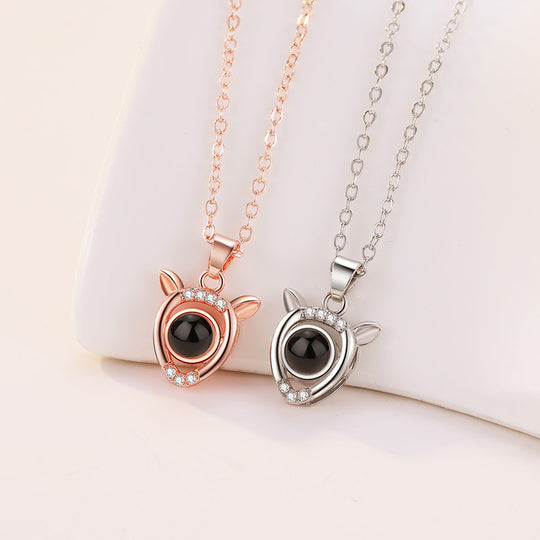 Antlers Shaped Custom Pet Projection Necklace - The Pet Pillow