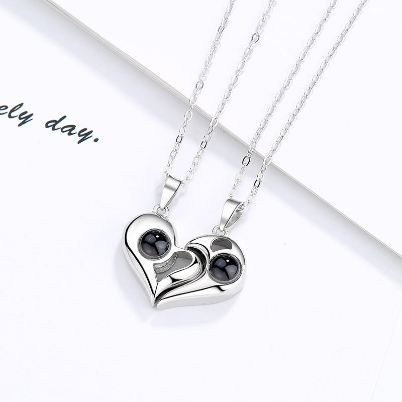 Heart Shaped Couple Stitching Custom Pet Projection Necklace - Package Two - The Pet Pillow