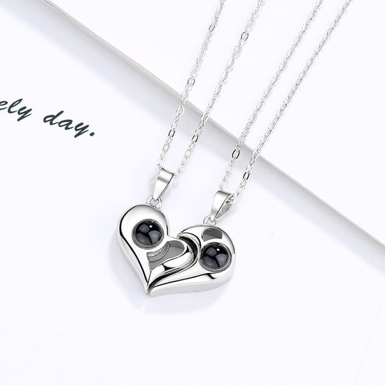 Heart Shaped Couple Stitching Custom Pet Projection Necklace - Package Two - The Pet Pillow