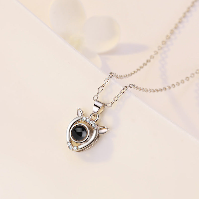 Antlers Shaped Custom Pet Projection Necklace - The Pet Pillow