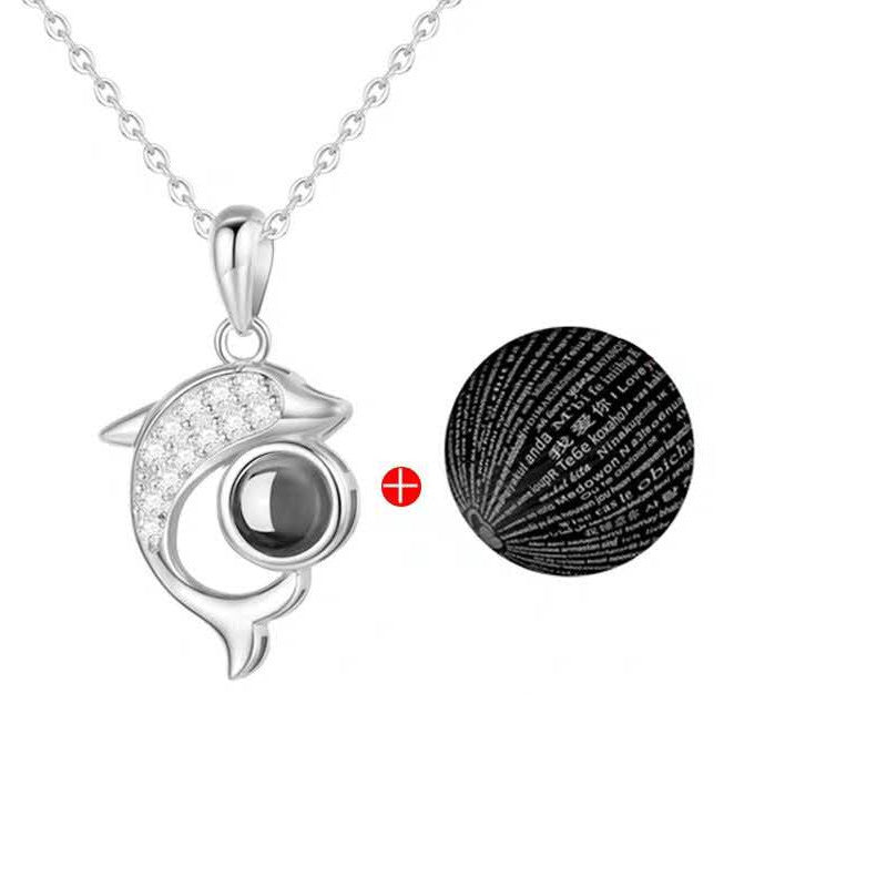Dolphin Shaped Custom Pet Projection Necklace - The Pet Pillow