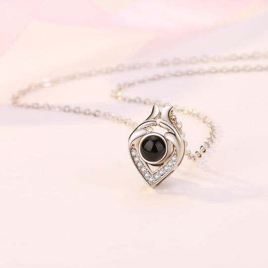 Little Heart Shaped Custom Pet Projection Necklace - The Pet Pillow