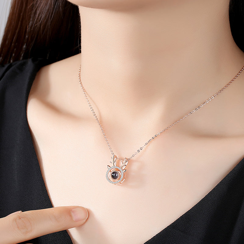 Antlers Shaped Custom Pet Projection Necklace - The Pet Pillow