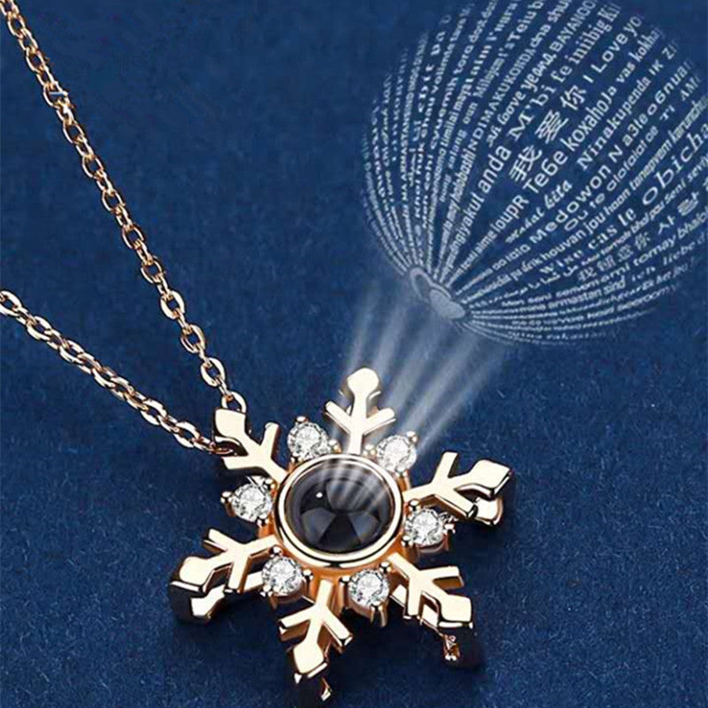 Snowflake Shaped Custom Pet Projection Necklace - The Pet Pillow