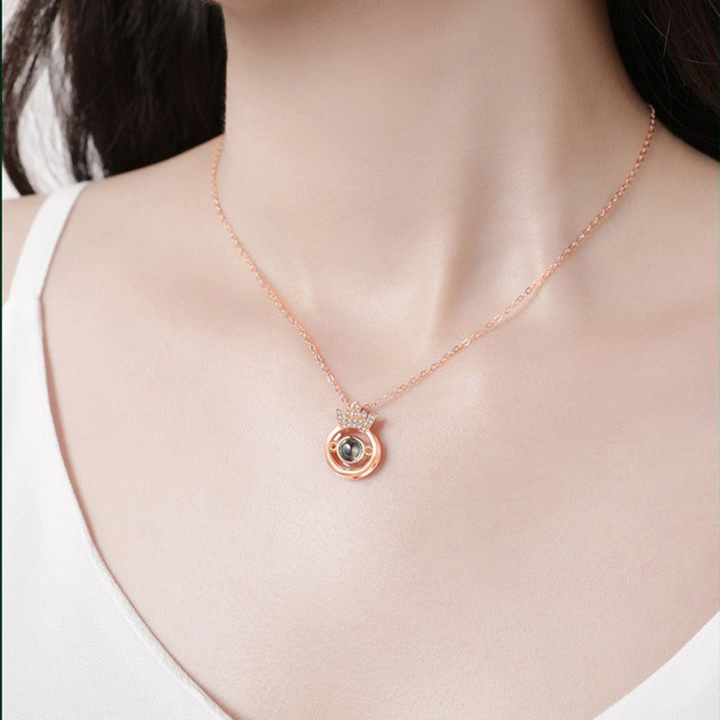 Crown Shaped Custom Pet Projection Necklace - The Pet Pillow