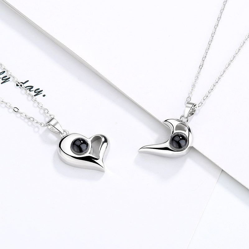 Heart Shaped Couple Stitching Custom Pet Projection Necklace - Package Two - The Pet Pillow