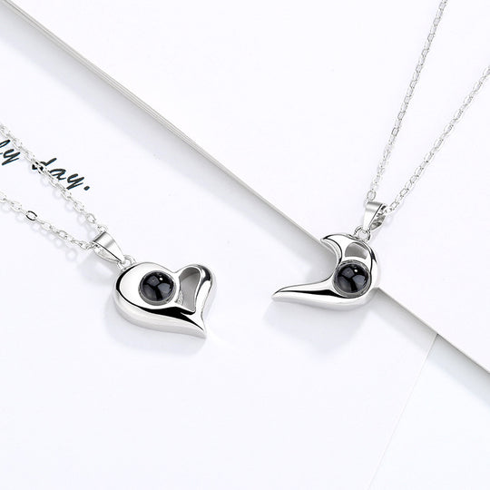 Heart Shaped Couple Stitching Custom Pet Projection Necklace - Package Two - The Pet Pillow