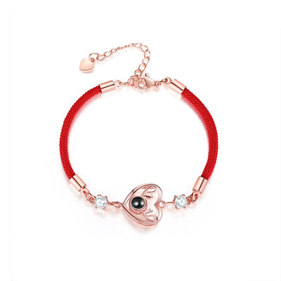 Heart with antlers Custom Pet Projection Bracelet - The Pet Pillow