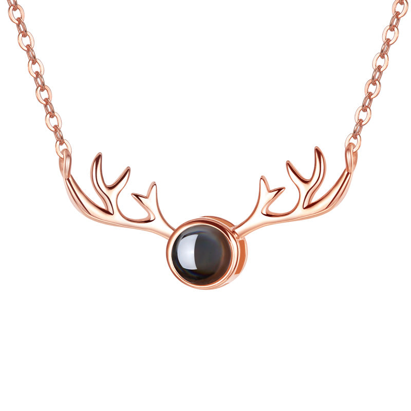 Sika Antler Shaped Custom Pet Projection Necklace - The Pet Pillow