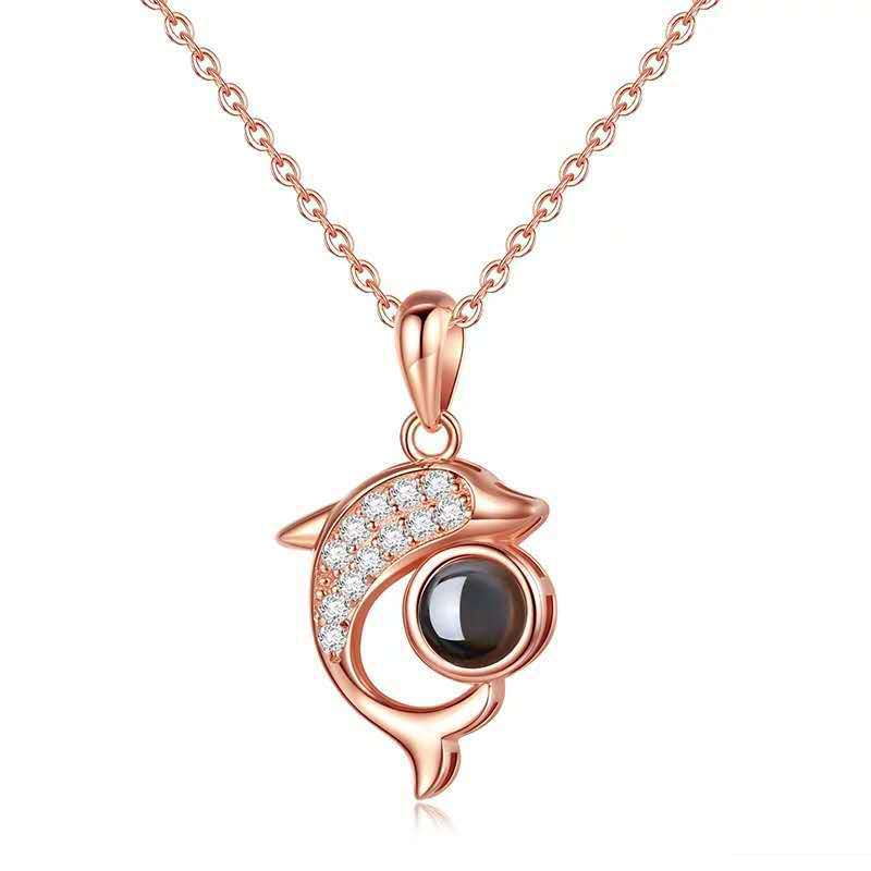 Dolphin Shaped Custom Pet Projection Necklace - The Pet Pillow