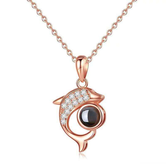 Dolphin Shaped Custom Pet Projection Necklace - The Pet Pillow