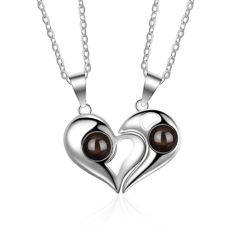 Heart Shaped Couple Stitching Custom Pet Projection Necklace - Package Two - The Pet Pillow