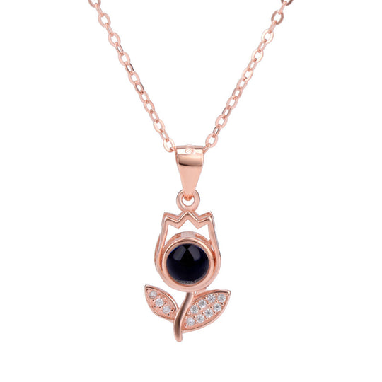 Rose Flower Custom Pet Projection Necklace - The Pet Pillow