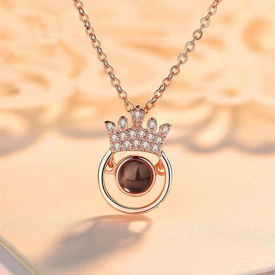 Crown Shaped Custom Pet Projection Necklace - The Pet Pillow