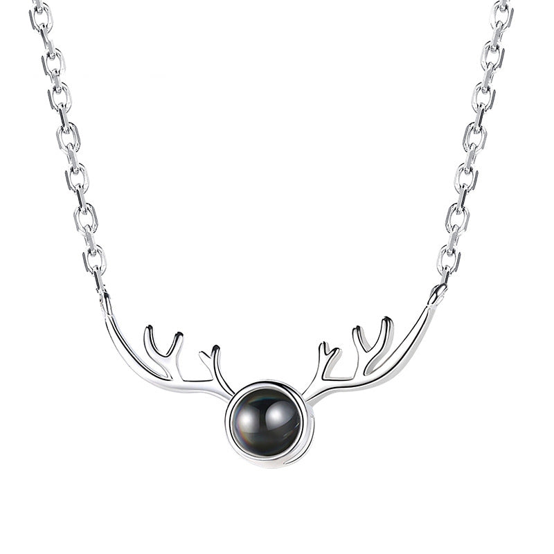 Sika Antler Shaped Custom Pet Projection Necklace - The Pet Pillow