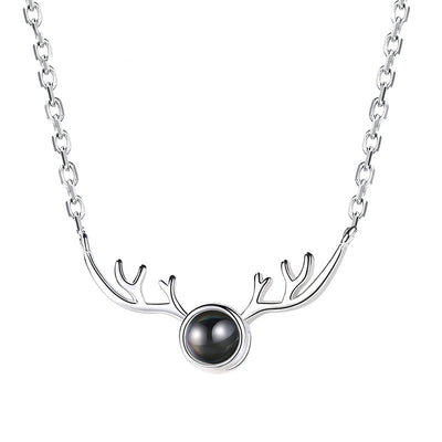 Sika Antler Shaped Custom Pet Projection Necklace - The Pet Pillow