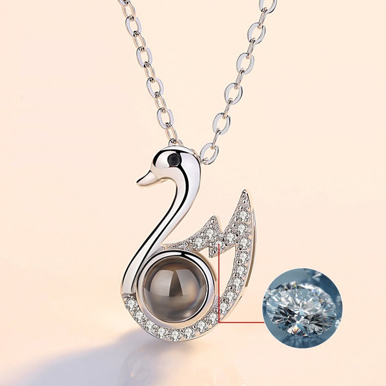 Swan Shaped Custom Pet Projection Necklace - The Pet Pillow