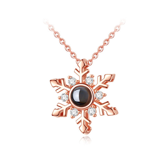 Snowflake Shaped Custom Pet Projection Necklace - The Pet Pillow