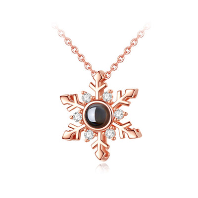 Snowflake Shaped Custom Pet Projection Necklace - The Pet Pillow