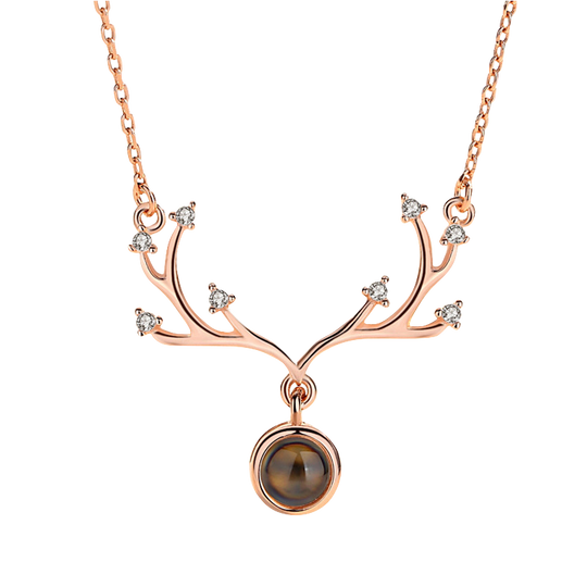 Multi-Zirconium Antlers Custom Pet Projection Necklace - The Pet Pillow