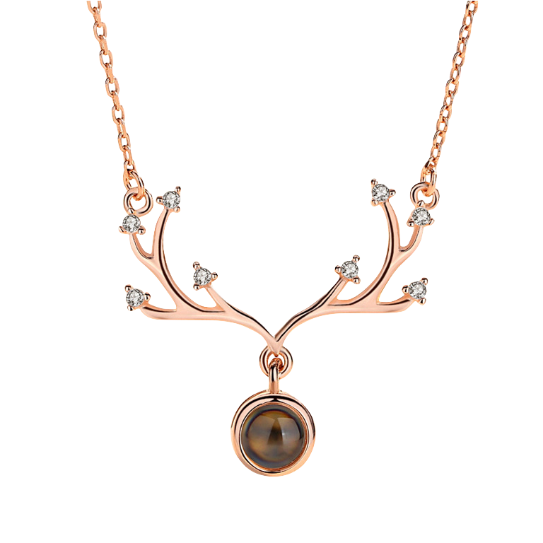 Multi-Zirconium Antlers Custom Pet Projection Necklace - The Pet Pillow