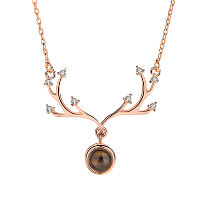 Multi-Zirconium Antlers Custom Pet Projection Necklace - The Pet Pillow