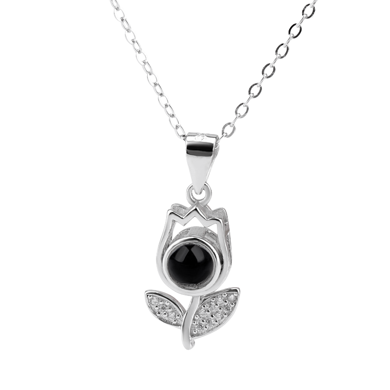 Rose Flower Custom Pet Projection Necklace - The Pet Pillow