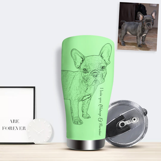 Custom Pet Sketch Portrait Stainless Steel Travel Tumbler - The Pet Pillow