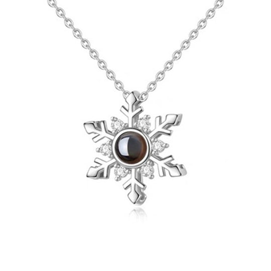 Snowflake Shaped Custom Pet Projection Necklace - The Pet Pillow