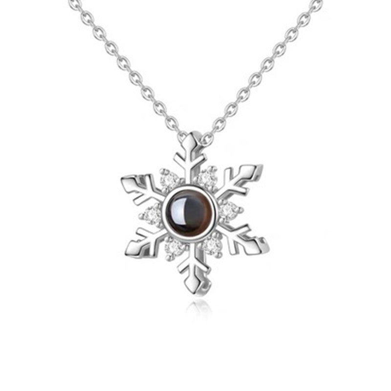 Snowflake Shaped Custom Pet Projection Necklace - The Pet Pillow