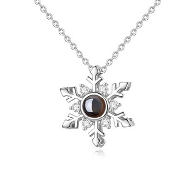 Snowflake Shaped Custom Pet Projection Necklace - The Pet Pillow