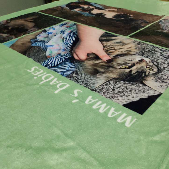 Custom Pet Photo Collage Editable Color Fleece Blanket with 4 Pet Photos - The Pet Pillow