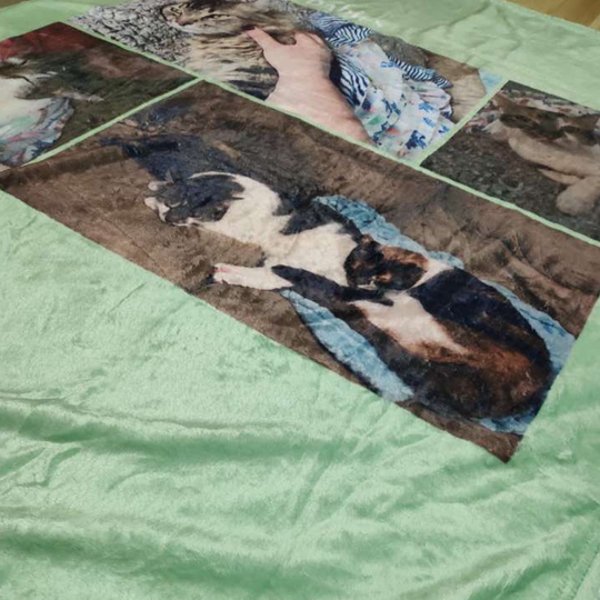 Custom Pet Photo Collage Editable Color Fleece Blanket with 4 Pet Photos - The Pet Pillow