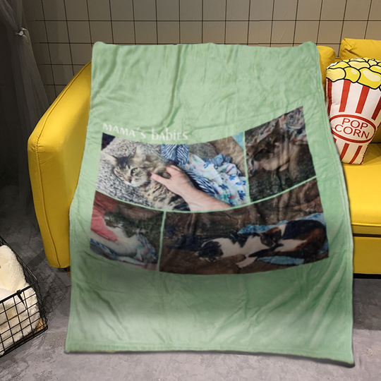 Custom Pet Photo Collage Editable Color Fleece Blanket with 4 Pet Photos - The Pet Pillow